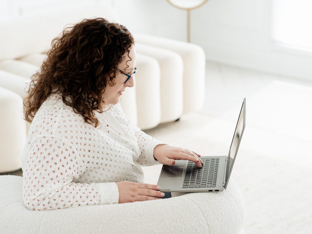 Online therapy session from home in Ontario using laptop