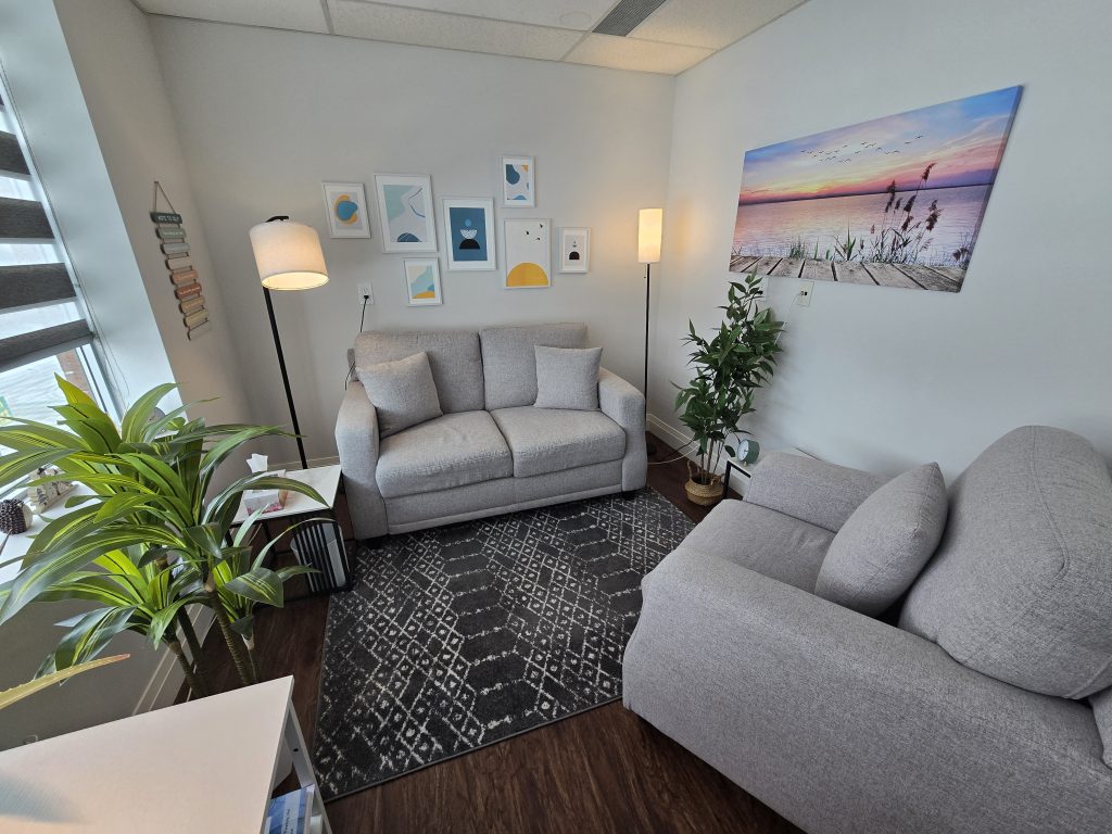 Therapy office in Bradford Ontario for in-person counselling sessions at Mind Ease Therapy
